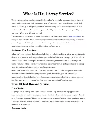 What Is Haul Away Service