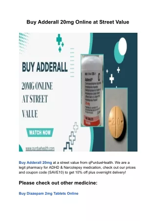 Purchage Now Adderall 20mg Online From PurdueHealth Pharmacy