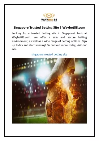 Singapore Trusted Betting Site Waybet88