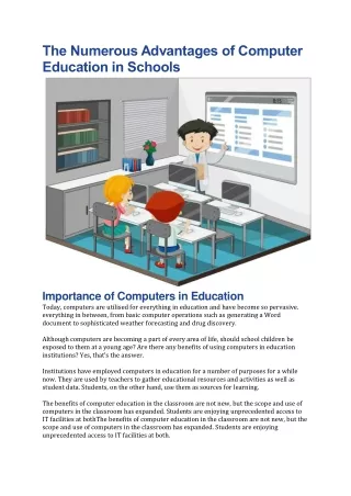 Importance of Computers in Education: Benefits for School Children