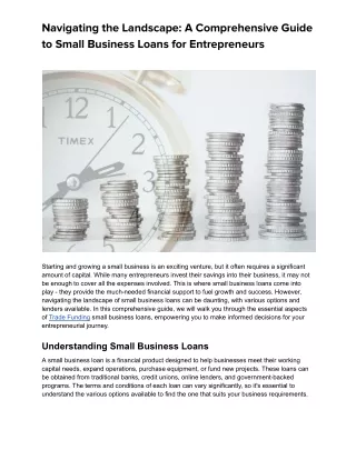 Navigating the Landscape_ A Comprehensive Guide to Small Business Loans for Entrepreneurs