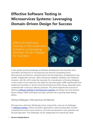 Effective Software Testing in Microservices Systems: Leveraging Domain-Driven
