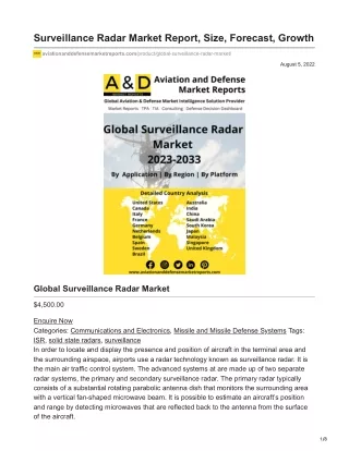 Surveillance Radar Market Report Size Forecast Growth