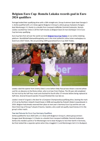 Belgium Euro Cup Romelu Lukaku records goal in Euro 2024 qualifiers