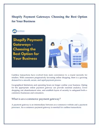 Shopify Payment Gateways Choosing the Best Option for Your Business