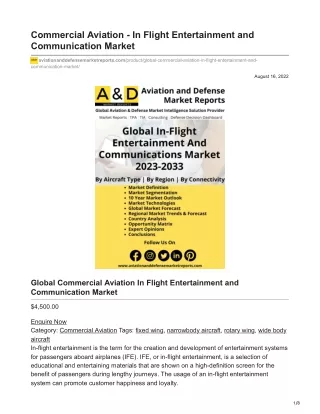 Commercial Aviation - In Flight Entertainment and Communication Market