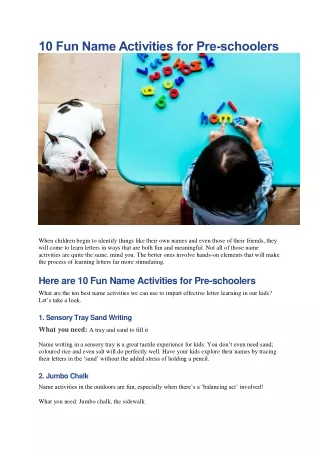 10 Fun Name Activities for Preschoolers|EuroKids