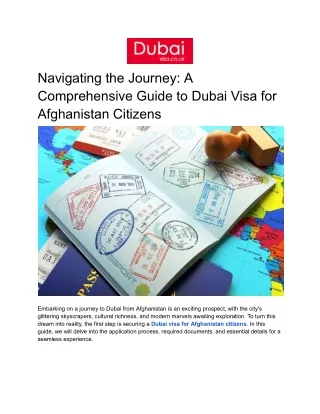 Navigating the Journey: A Comprehensive Guide to Dubai Visa for Afghanistan Citi