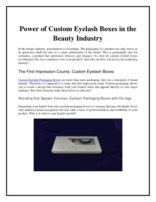 Power of Custom Eyelash Boxes in the Beauty Industry