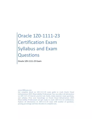 Oracle 1Z0-1111-23 Certification Exam Syllabus and Exam Questions