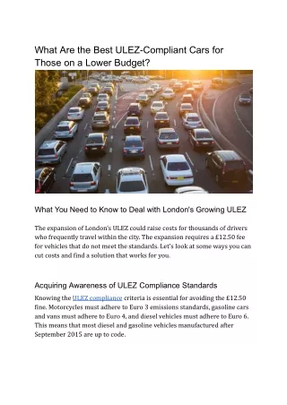 What Are the Best ULEZ-Compliant Cars for Those on a Lower Budget?