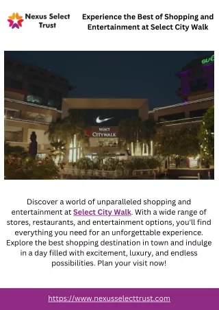 Experience the Best of Shopping and Entertainment at Select City Walk
