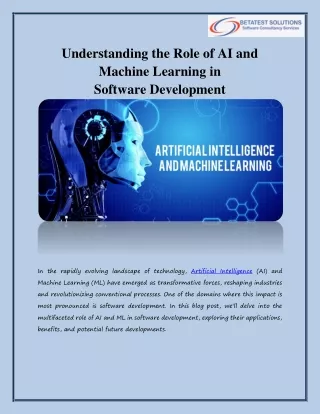 Understanding the Role of AI and Machine Learning in Software Development