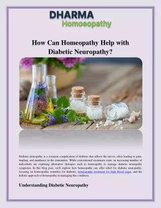 How Can Homeopathy Help with Diabetic Neuropathy