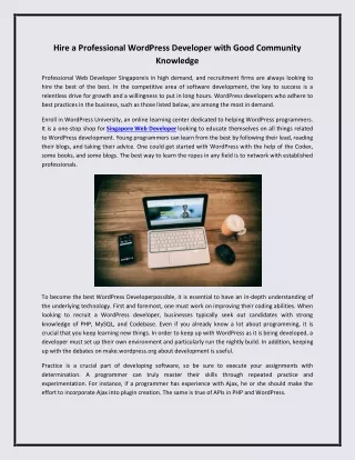 Hire a Professional WordPress Developer with Good Community Knowledge