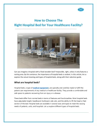 How to Choose The Right Hospital Bed for Your Healthcare Facility