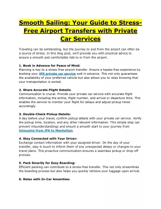 Smooth Sailing: Your Guide to Strеss-Frее Airport Transfers with Private Car Ser