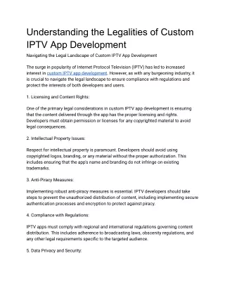 Understanding the Legalities of Custom IPTV App Development