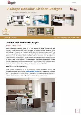 U Shape Modular Kitchen - Regalo Kitchens