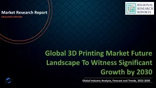 3D Printing Market Future Landscape To Witness Significant Growth by 2030