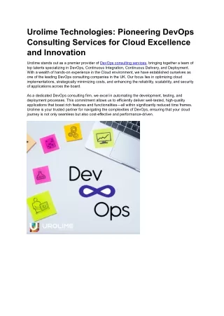 Urolime Technologies Pioneering DevOps Consulting Services for Cloud Excellence and Innovation