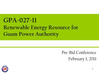 GPA-027-11 Renewable Energy Resource for Guam Power Authority