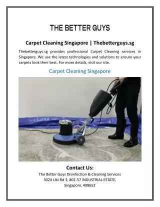 Carpet Cleaning Singapore | Thebetterguys.sg