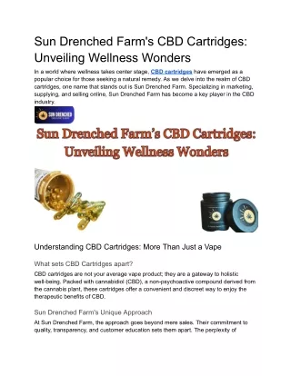Sun Drenched Farm's CBD Cartridges- Unveiling Wellness Wonders