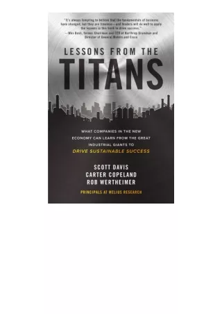 PDF read online Lessons from the Titans What Companies in the New Economy Can Le