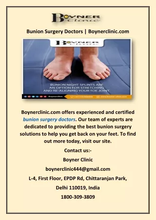 Bunion Surgery Doctors | Boynerclinic.com