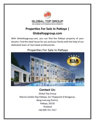 Properties For Sale In Pattaya | Globaltopgroup.com