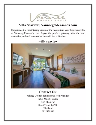 Villa Seaview | Vanneegoldensands.com