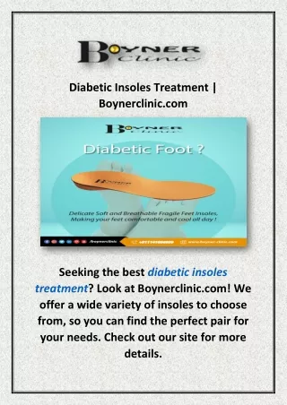 Diabetic Insoles Treatment | Boynerclinic.com