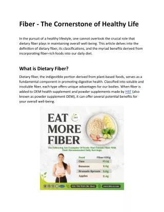 Fiber - The Cornerstone of Healthy Life