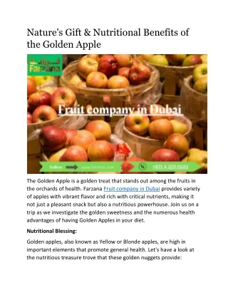 Nature's Gift & Nutritional Benefits of the Golden Apple