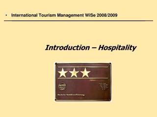 Introduction – Hospitality