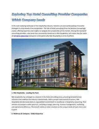 Exploring Top Hotel Consulting Provider Companies Which Company Leads