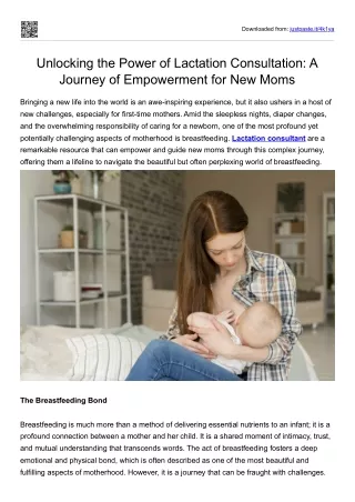 Unlocking the Power of Lactation Consultation- A Journey of Empowerment for New Moms