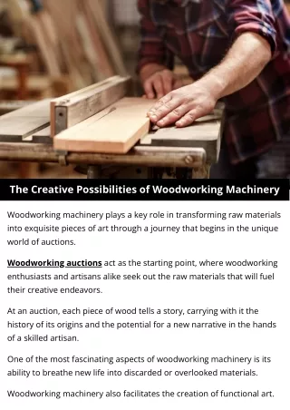 The Creative Possibilities of Woodworking Machinery