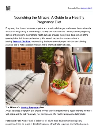 Nourishing the Miracle- A Guide to a Healthy Pregnancy Diet