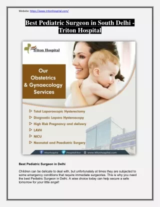 Best Pediatric Surgeon in South Delhi - Triton Hospital