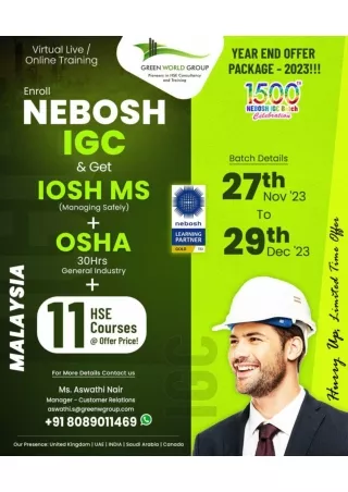 Nebosh Course in Malaysia by Green World Group Redefines Safety Training