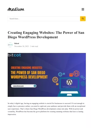 Creating Engaging Websites: The Power of San Diego WordPress Development