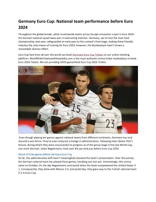 Germany Euro Cup National team performance before Euro 2024