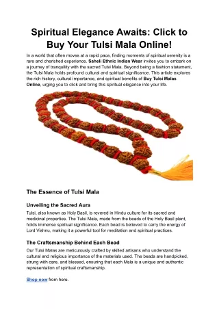 Spiritual Elegance Awaits_ Click to Buy Your Tulsi Mala Online