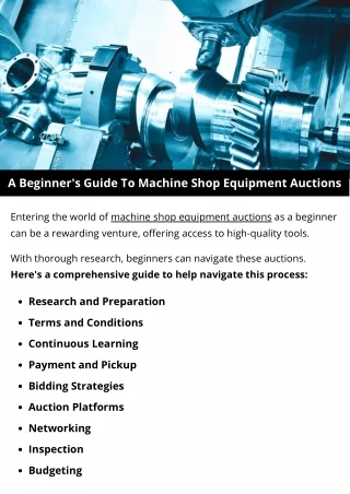 A Beginner's Guide To Machine Shop Equipment Auctions