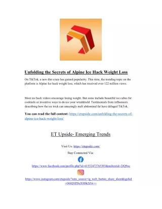 Unfolding the Secrets of Alpine Ice Hack Weight Loss