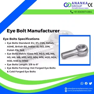 Stainless Steel Fasteners | Screw | Eye Bolt | Nuts | Fasteners Manufacturer