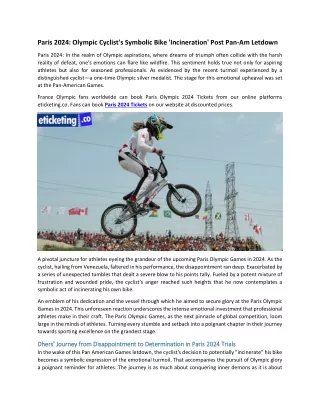 Paris 2024 Olympic Cyclist's Symbolic Bike 'Incineration' Post Pan-Am Letdown