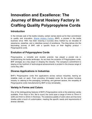 Innovation and Excellence: The Journey of Bharat Hosiery Factory in Crafting